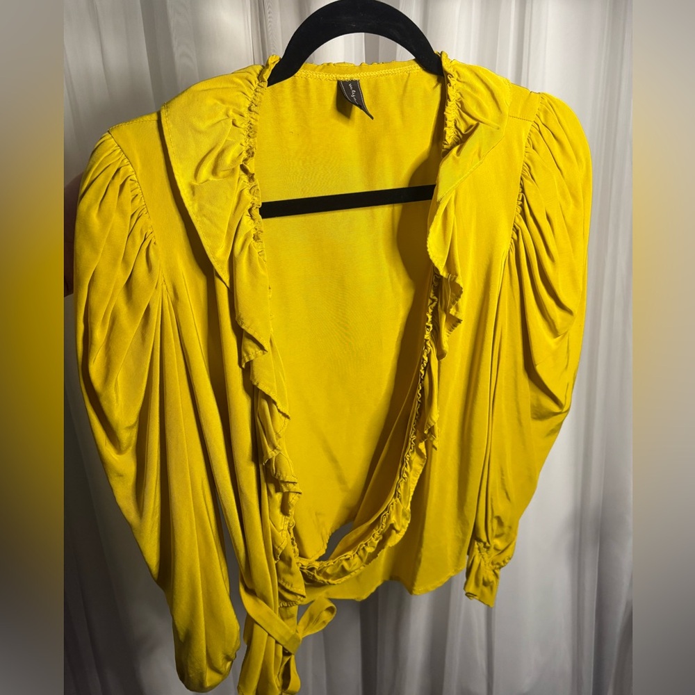Elegant Yellow Ruffled Women's Blouse